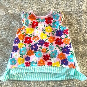 Hanna Andersson Floral & Stripe Tee- size 6-7